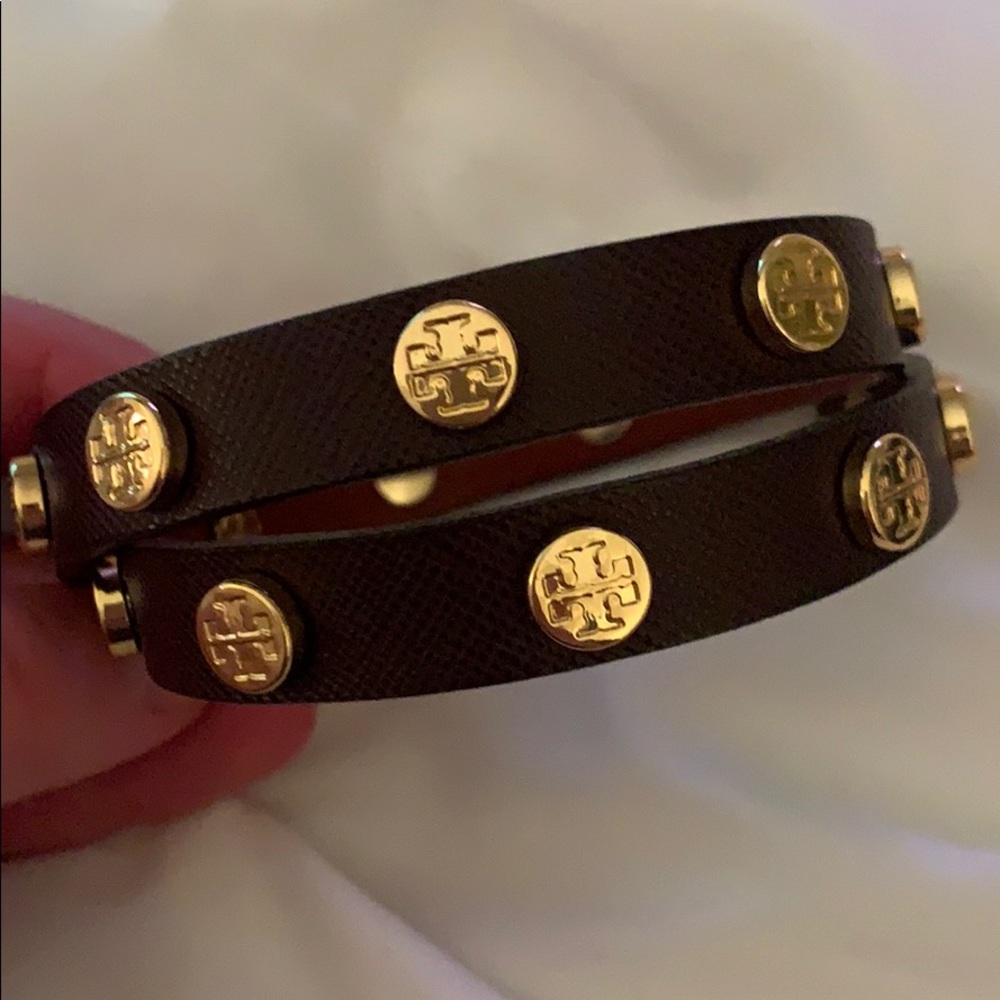 Tory Burch Double-Wrap Logo Stud Bracelet